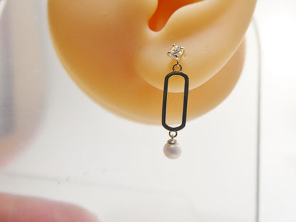 Real 10k Solid Yellow Gold Paperclip Dangling Push Post Earrings