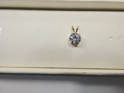 10k Real Solid Yellow Gold 16 Unch Chain and Round Stone Solitaire Pendent Set