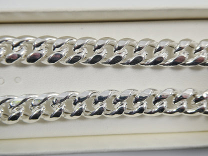 Real 9mm 925 Sterling Silver Miami  SEMI SOLID Link Chain Box Lock Clasp