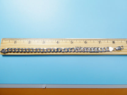 Real 8.5 Inch 925 Sterling Silver Solid 14k White Gold Finish