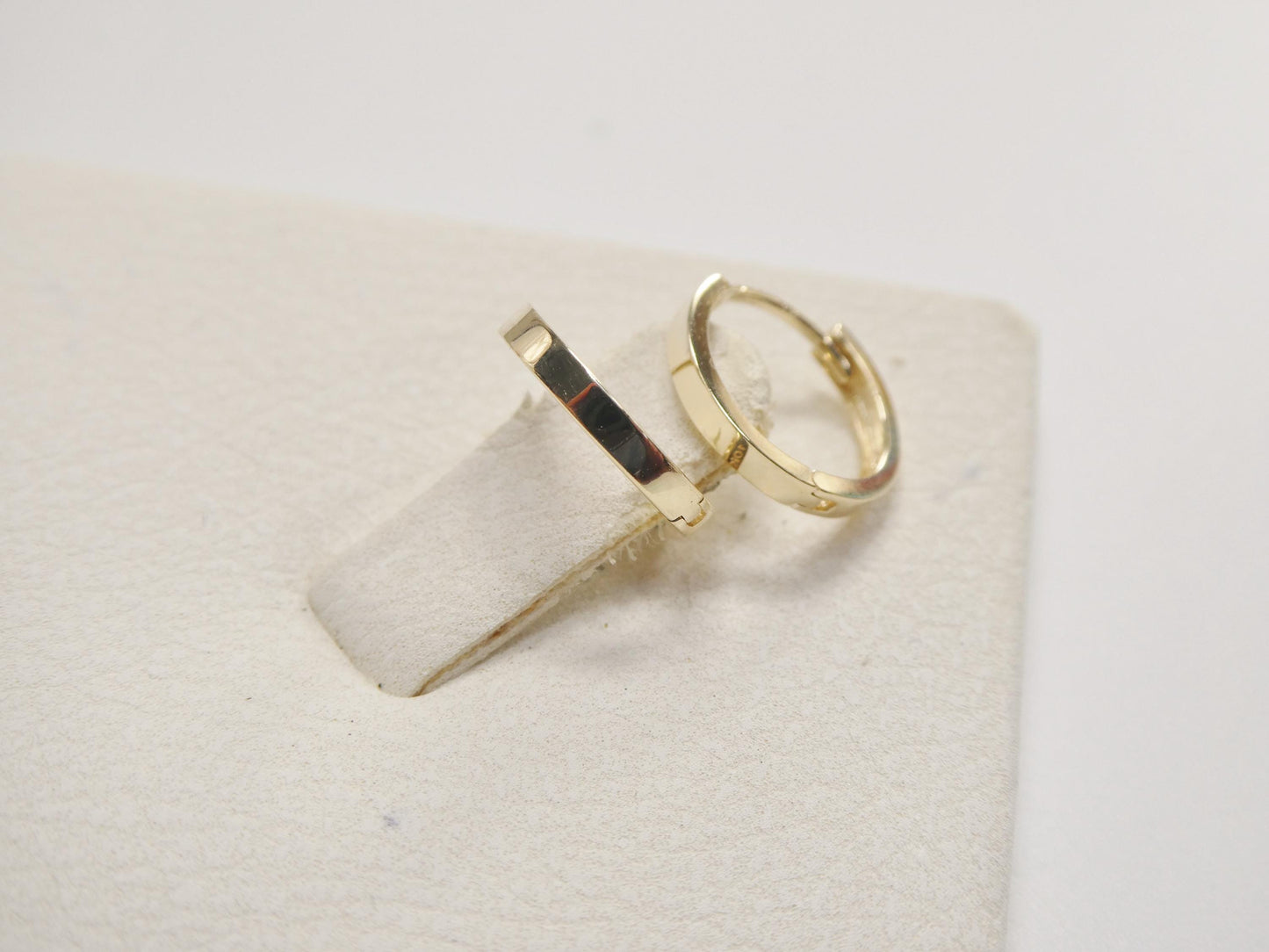 real 10k solid yellow gold 11mm high polish plain hoop huggie earrings