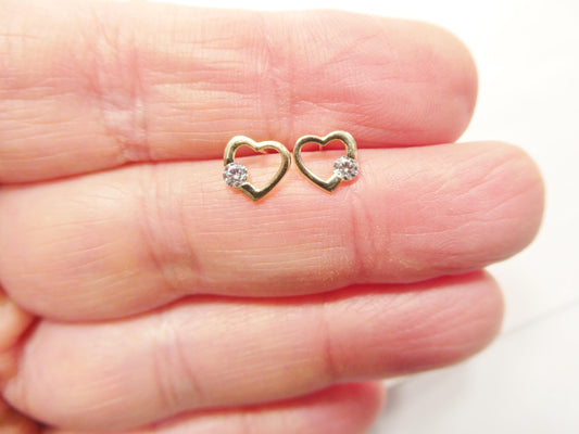 10k real solid gold heart push back earrings