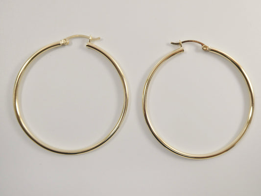real 10k solid yellow gold plain high polish 45mm hoop earring