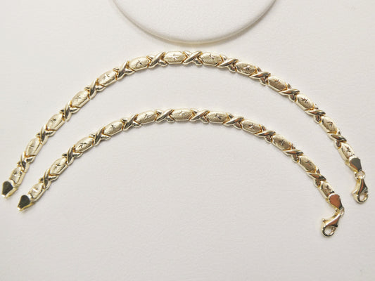 real 10k solid yellow gold 5.5/ 6.5 inch children/women xo bracelet