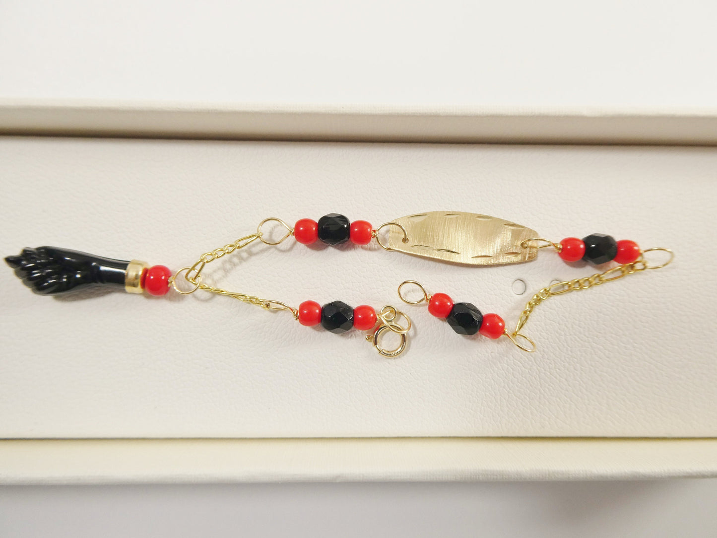 real 10k solid yellow gold 5 inch azabache boy girl baby bracelet