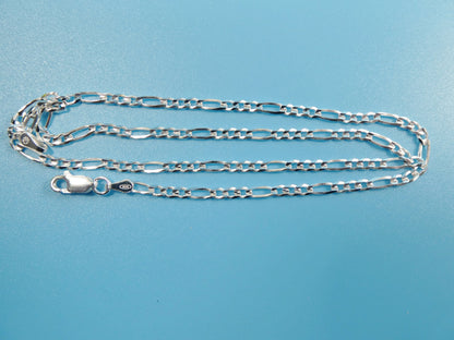 Real 925 Sterling Silver 2.6mm Italian Concave Figaro Solid Chain Lobster Lock Clasp