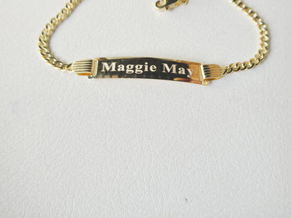 Real 10k Solid Yellow Gold 5.5 inch Curb Style Baby Bracelet