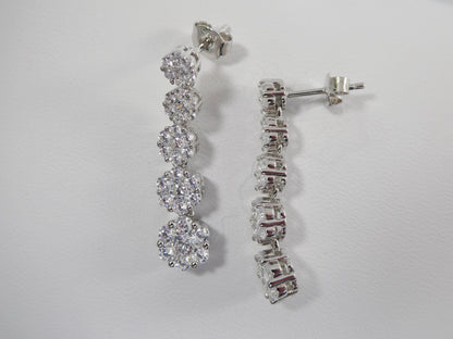 Real 925 Sterling Silver Micro Pave Setting 14k White Gold Color Finish Drop Earrings