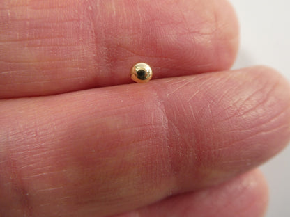 14k Real Solid Yellow Gold Plain Ball Stud Nose Ring