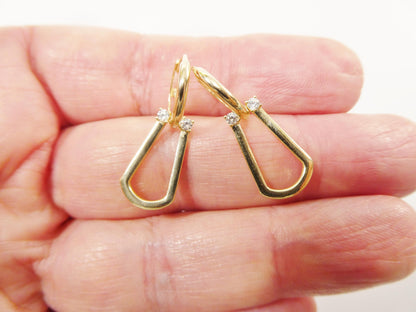 Real 10k Solid Yellow Gold Buckle Hoop Huggie Earrings