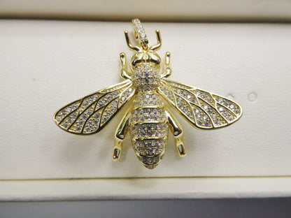 Real Solid 925 Sterling Silver Large Honey Bee Pendent