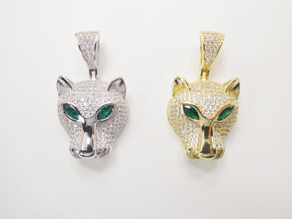 Real 925 Sterling Silver Full Stone Setting Leopard Designs Pendent