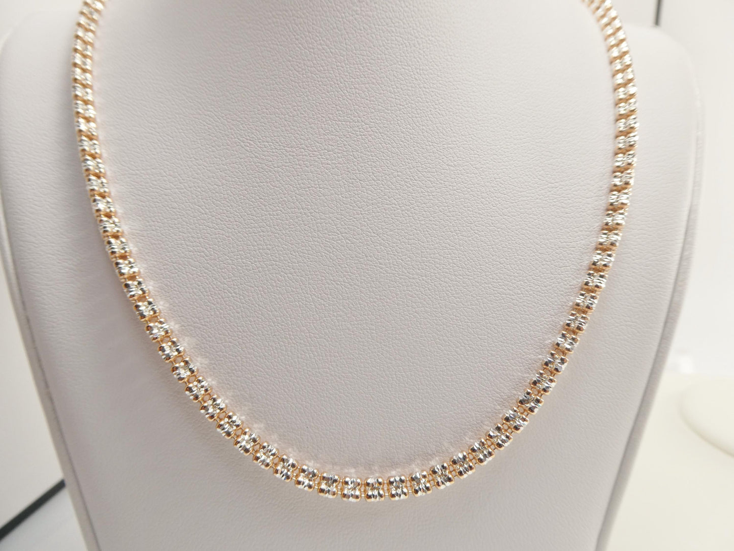real 925 sterling silver 4 line rose gold tone ice link chain necklace