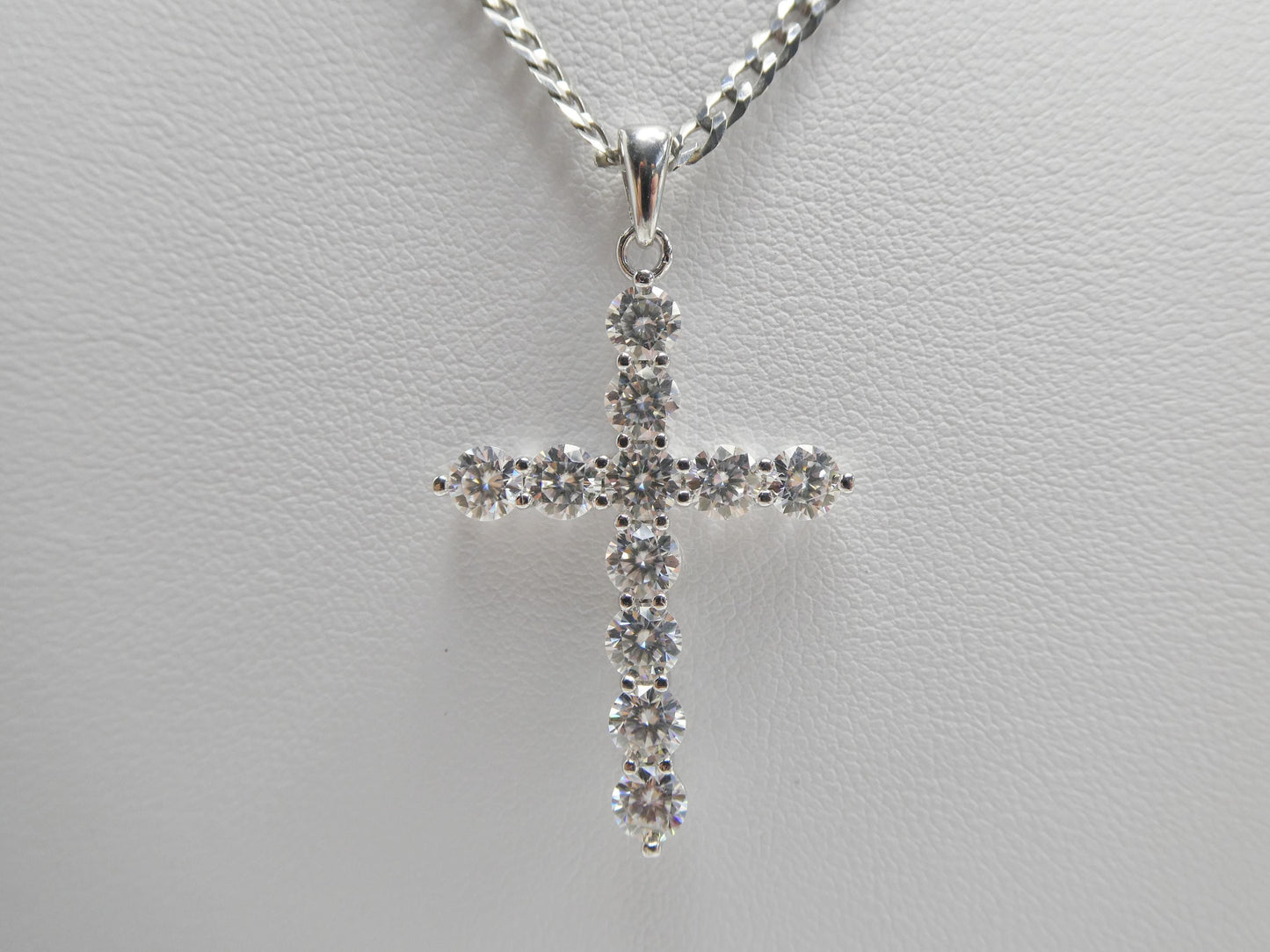 real 925 sterling silver 18 inch flat chain and moissanite cross pendent charm