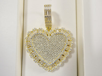 Real 925 Sterling Silver Full Stone Setting Large Heart Pendent