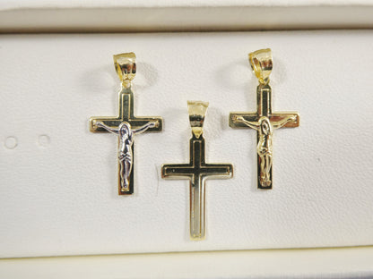 14k Real Solid Yellow Gold Small Cross Crucifix Pendent