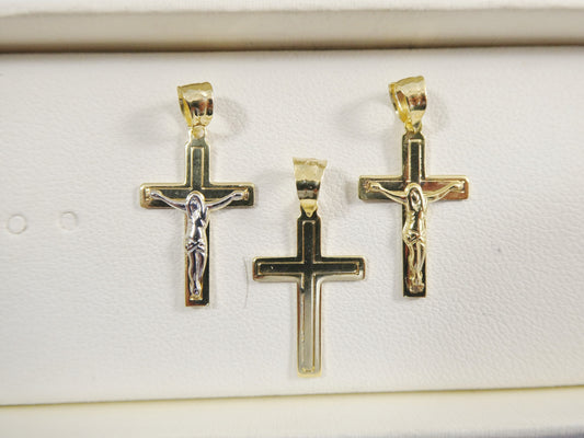 14k real solid yellow gold small cross crucifix pendent