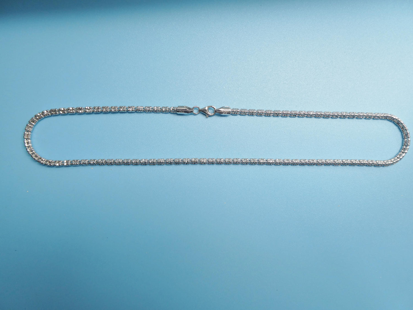 real 925 sterling silver 3 line diamond cut ice link chain necklace
