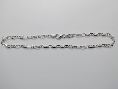 Real 925 Sterling Silver 10 Inch Mariner Anklet 14k White Gold Finish