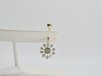 14k Real Solid Yellow Gold Sun Belly Ring