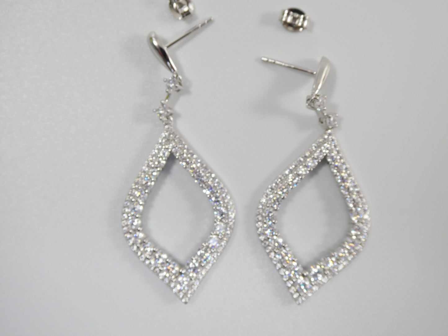 real 925 sterling silver micro pave setting 14k white gold color finish drop earrings