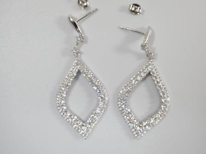 Real 925 Sterling Silver Micro Pave Setting 14k White Gold Color Finish Drop Earrings