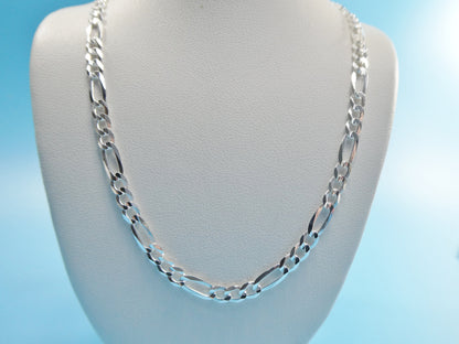 Real 925 Sterling Silver 4mm Italian Concave Figaro Solid Chain Lobster Lock Clasp