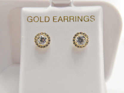 Real 10k Solid Yellow Gold Screw Post Circle Stud Earrings
