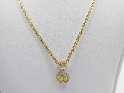 10k Real Solid Yellow Gold 15 Years Boy Girl Pendent and Rope Necklace