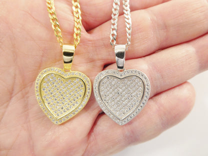 Real 925 Sterling Silver 18 Inch Flat Chain & Heart Pendent Charm