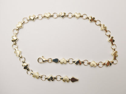 Real 10k Solid Yellow Gold X Heart Hugs and Kisses 10 Inch Anklet Bracelet