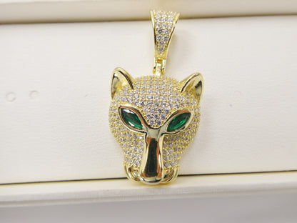 Real 925 Sterling Silver Full Stone Setting Leopard Designs Pendent