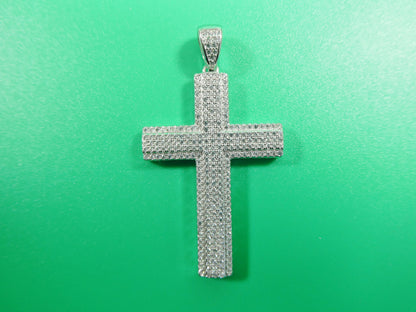 Real 925 Sterling Full Stone Micro Face Setting Large Cross