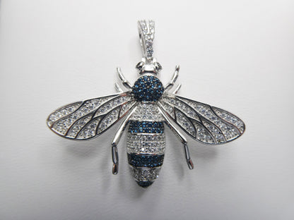 Real Solid 925 Sterling Silver Large Honey Bee Pendent