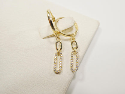 Real 10k Solid Yellow Gold Paperclip Dropping Earrings