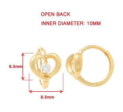 Real 10k Solid Yellow Gold Designer Heart Earrings