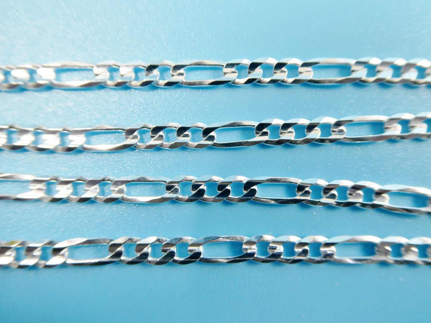real 925 sterling silver 3.5mm Italian concave figaro solid chain lobster lock clasp