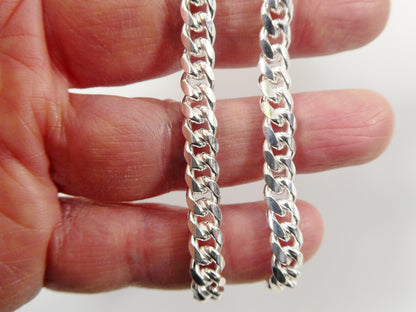6mm Real Miami Link Solid 925 Sterling Silver Men Bracelet Safety Box Lock