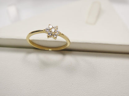 Real 10k Solid Yellow Gold Women's Classic Micro Pave Setting Ring
