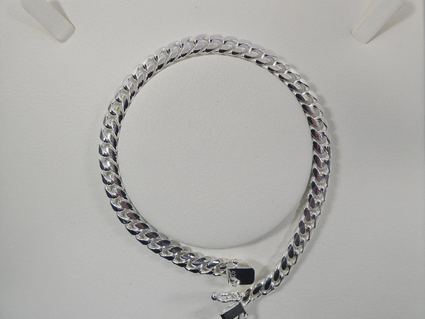 6mm real Miami link solid 925 sterling silver men bracelet safety box lock