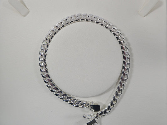 6mm real Miami link solid 925 sterling silver men bracelet safety box lock