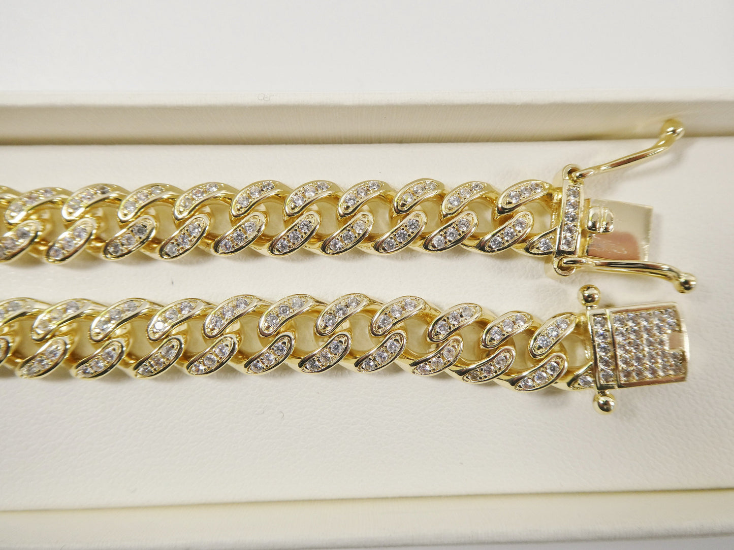 18k yellow gold filled 8mm full stone prong setting bracelet 7" 8" length