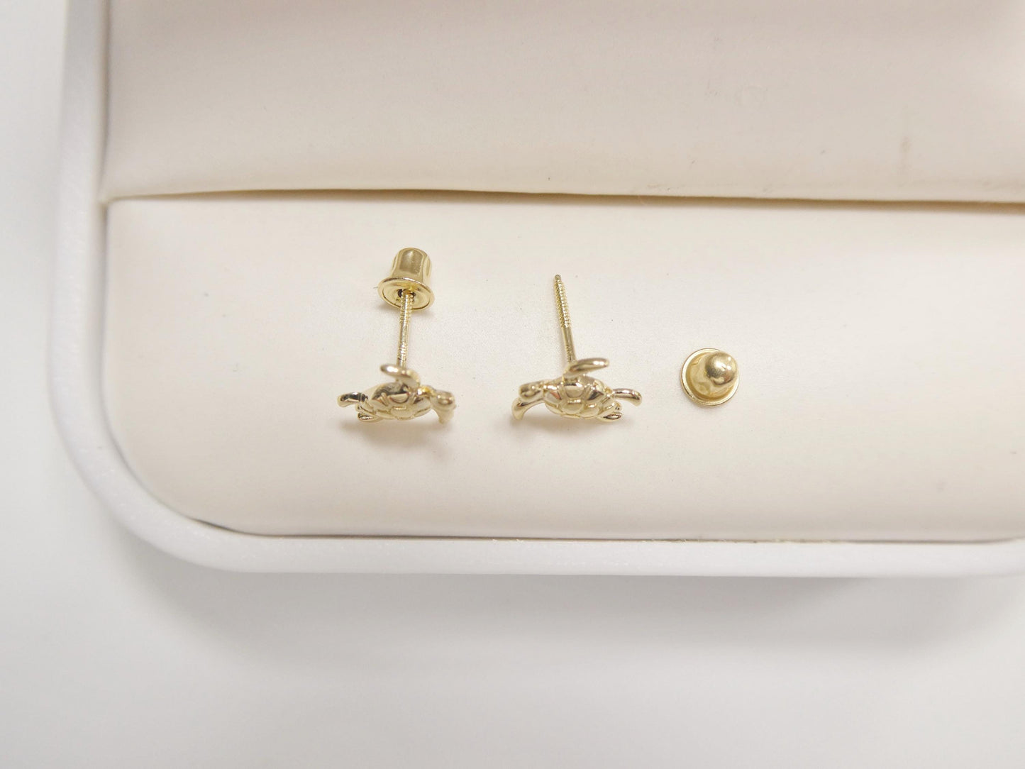 real 10k solid yellow gold turtle screw back post earrings