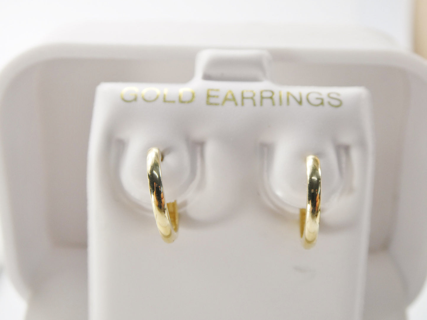 real 10k solid yellow gold 12mm plain hoop huggie earrings
