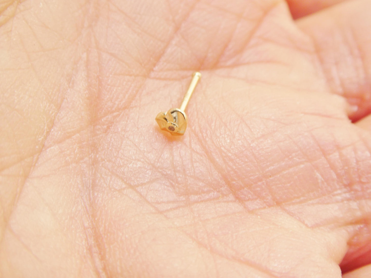 14k real solid yellow gold small heart nose rings
