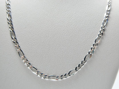 Real 925 Sterling Silver 2.8mm Italian Figaro Solid Chain Lobster Lock Clasp