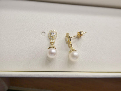 Real 10k Solid Yellow Gold Cultured Freshwater Pearl Push Post Earrings