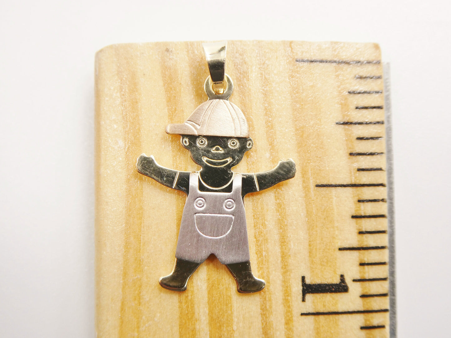 14k real solid yellow gold boy girl pendent and robe necklace