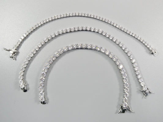 real 925 sterling silver tennis bracelet 3mm / 4mm / 5mm white gold finish