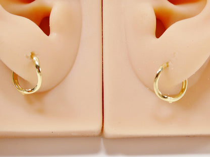 Real 10k Solid Yellow Gold Designer Hoop Huggie Earrings